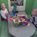 Belle and Colin eating sushi